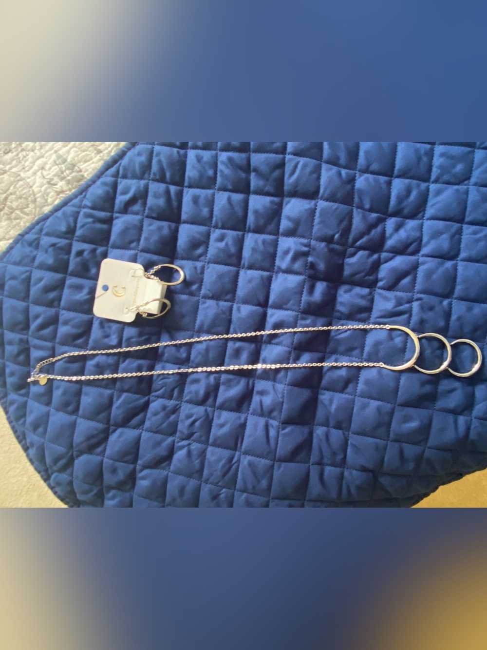 Silver Chain Necklace and Hoop Earrings Set -